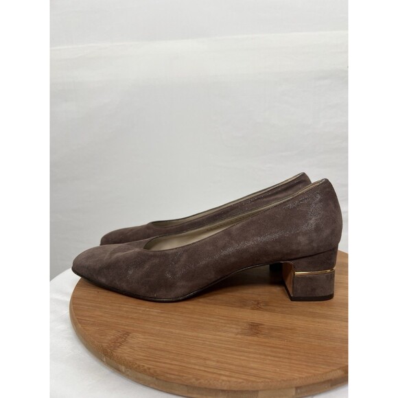 Salvatore Ferragamo Brown Suede Pumps Block Heel Size 11 B Vintage Italy - Picture 3 of 7